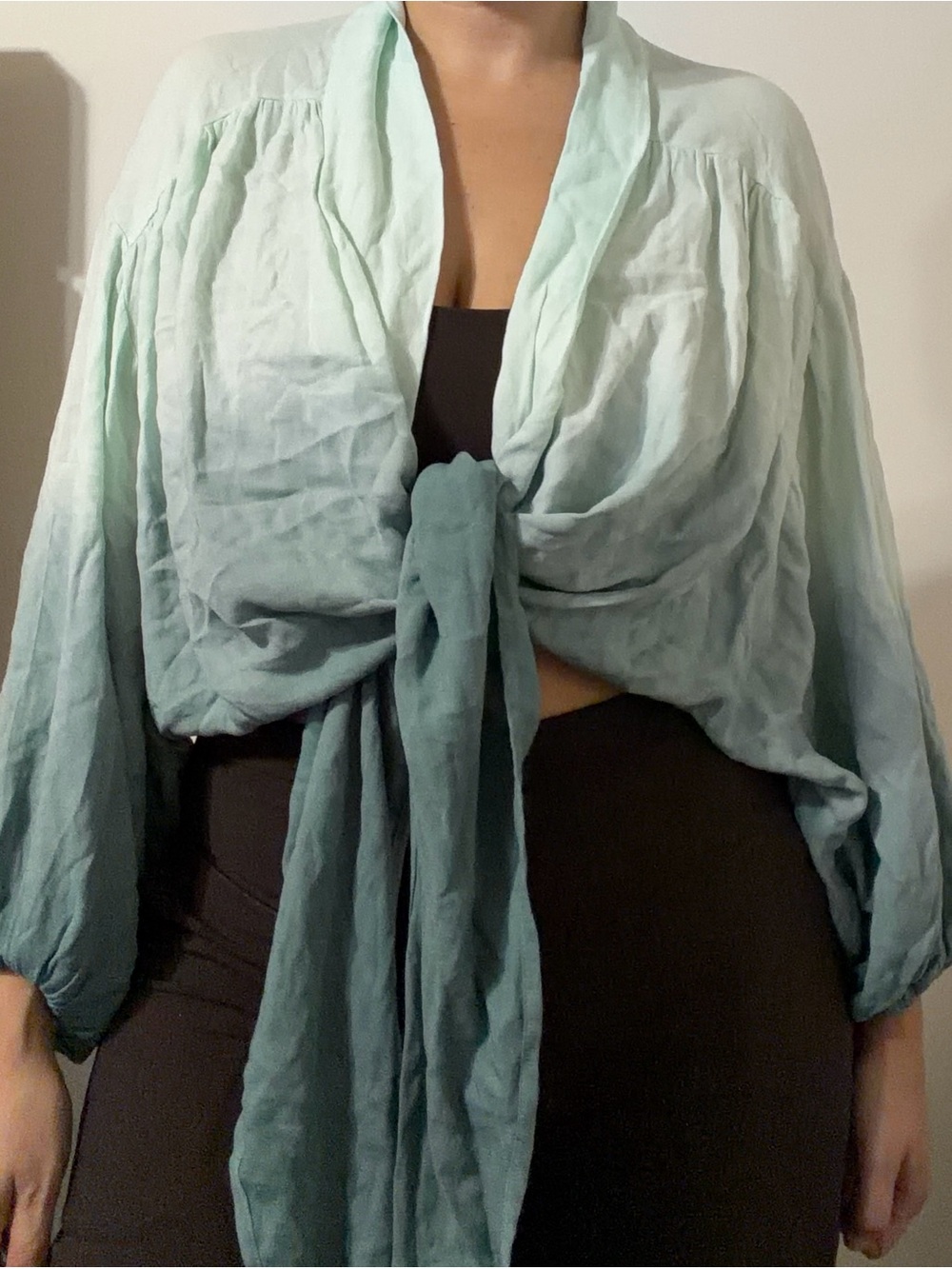 Young Fabulous & Broke Tie Dye Kimono Wrap Top Green S